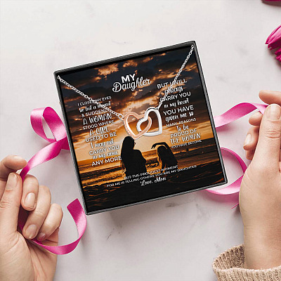 Alternative view of Mom to My Daughter I Closed My Eyes for But a Moment and Suddenly Joined Interlocking Hearts Pendant Necklace