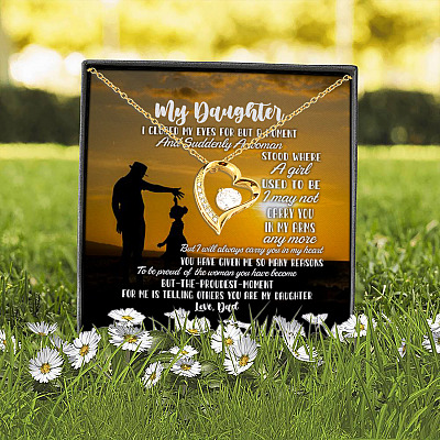 Dad to My Daughter I Closed My Eyes for But a Moment and Suddenly Forever Love Pendant Necklace