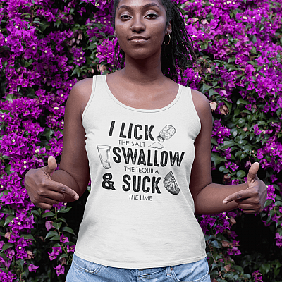 Alternative view of Cinco De Mayo I Lick The Salt Swallow The Tequila Suck The Lime Bright Tank Top Tee - Ladies Racerback Tank