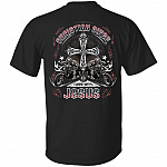 Christian Motorcycle Biker I Ride With Jesus Faith Shirt - Print On Back T Shirt, Black, Unisex T-Shirt