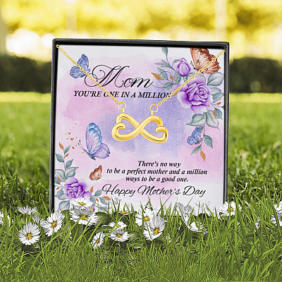 Mom You're One in A Million There's No Way to Be a Perfect Mother Infinity Heart Pendant Necklace