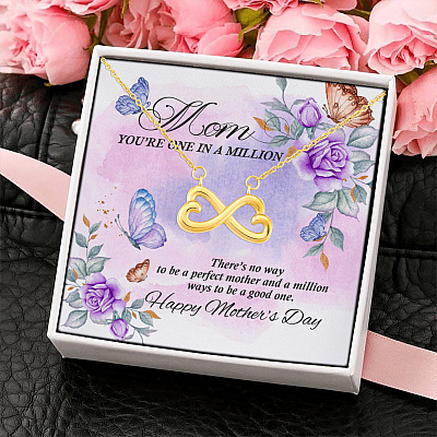 Alternative view of Mom You're One in A Million There's No Way to Be a Perfect Mother Infinity Heart Pendant Necklace