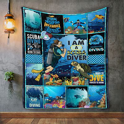 Alternative view of I Am A Scuba Diver Fleece Blanket - Mink Blanket - Woven Blanket - Scuba Diving Blanket Born To Dive Blanket