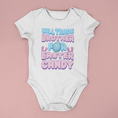 Alternative view of Baby Easter Outfit Will Trade Brother for Easter Candy Easter Baby Onesie - Toddler Baby Infant Bodysuit