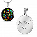 In a World Where You Can-be Any-thing Be-kind Sunflower Autism Awareness Circle Pendant Necklace - Circle Luxury Necklace (Silver)
