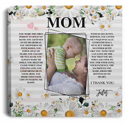 Personalized Photo Mom You Were The First Person Wrapped Framed Canvas Prints-Unframed Poster-Decor Wall Art, White, 0.75'' Framed Canvas