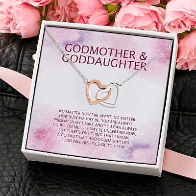 Godmother And Goddaughter Interlocking Hearts Pendant Necklace - Godmother & Goddaughter Gift