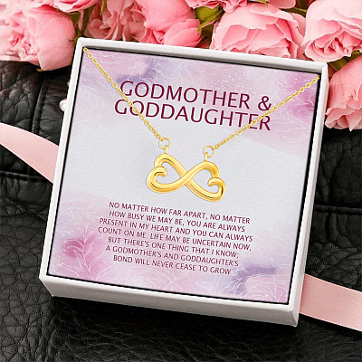 Godmother And Goddaughter Infinity Heart Pendant Necklace - Godmother & Goddaughter Gift