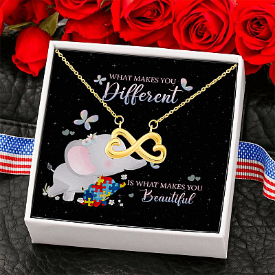What Makes You Difference Is What Makes You Beautiful Infinity Heart Pendant Necklace