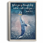 When You Go Through Deep Waters I Will Be With You Framed Canvas Prints-Unframed Poster-Home Decor Wall Art, White, 0.75'' Framed Canvas