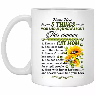 Personalized Cat, White, 11 oz. White Mug