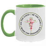 See The Good Be The Light Make The Difference Accent Mug, White/Light Green, 11 oz. Accent Mug