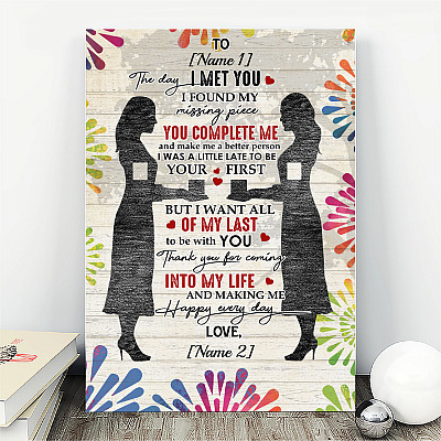 Alternative view of Personalized Lesbian Couple Lgbt The Day I Met You I Found My Missing Piece Framed Canvas - Unframed Poster