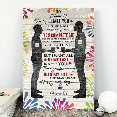 Alternative view of Personalized Gay Couple Lgbt The Day I Met You I Found My Missing Piece Framed Canvas - Unframed Poster