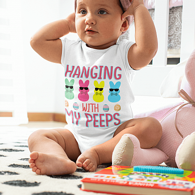 Alternative view of Hanging With My Peeps Bunny Easter Baby Onesie - Baby Toddlers Bodysuit