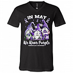 In May We Wear Purple, Black, V-Neck T-Shirt