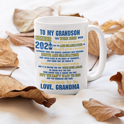 Alternative view of Senior 2021 To My Grandson You Were Born When The World Grieving Pandemic Class Of 2021 Coffee Mug
