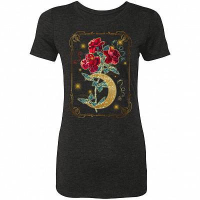 Occult Moon Rose, Vintage Black, Premium Ladies T-Shirt