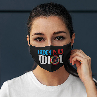 Alternative view of Biden Is An Idiot Pro Trump Funny Anti Joe Biden Washable Reusable Custom Printed Cloth Face Mask Cover