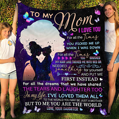 Alternative view of Silhouette To My Mom I Love You For All the Times You Picked Me up Fleece Blanket - Mink Blanket - Woven Blanket