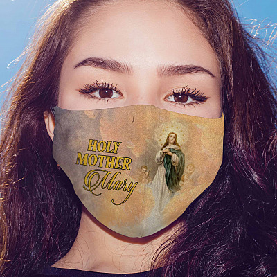 Alternative view of Holy Mother Virgin Mary Washable Reusable Custom Printed Cloth Face Mask