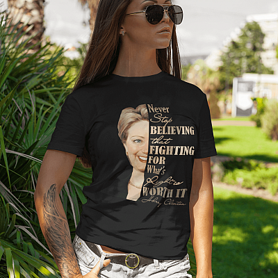 Alternative view of Hillary Clinton Never Stop Believing in Yourself - Feminist Motivational T-shirt - V-neck