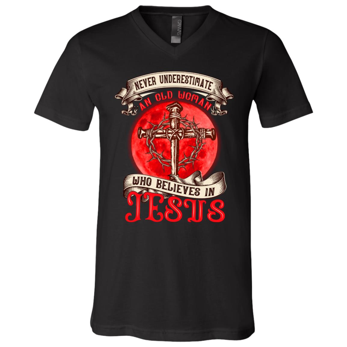 Never Underestimate, Black, V-Neck T-Shirt Never Underestimate, Black, V-Neck T-Shirt