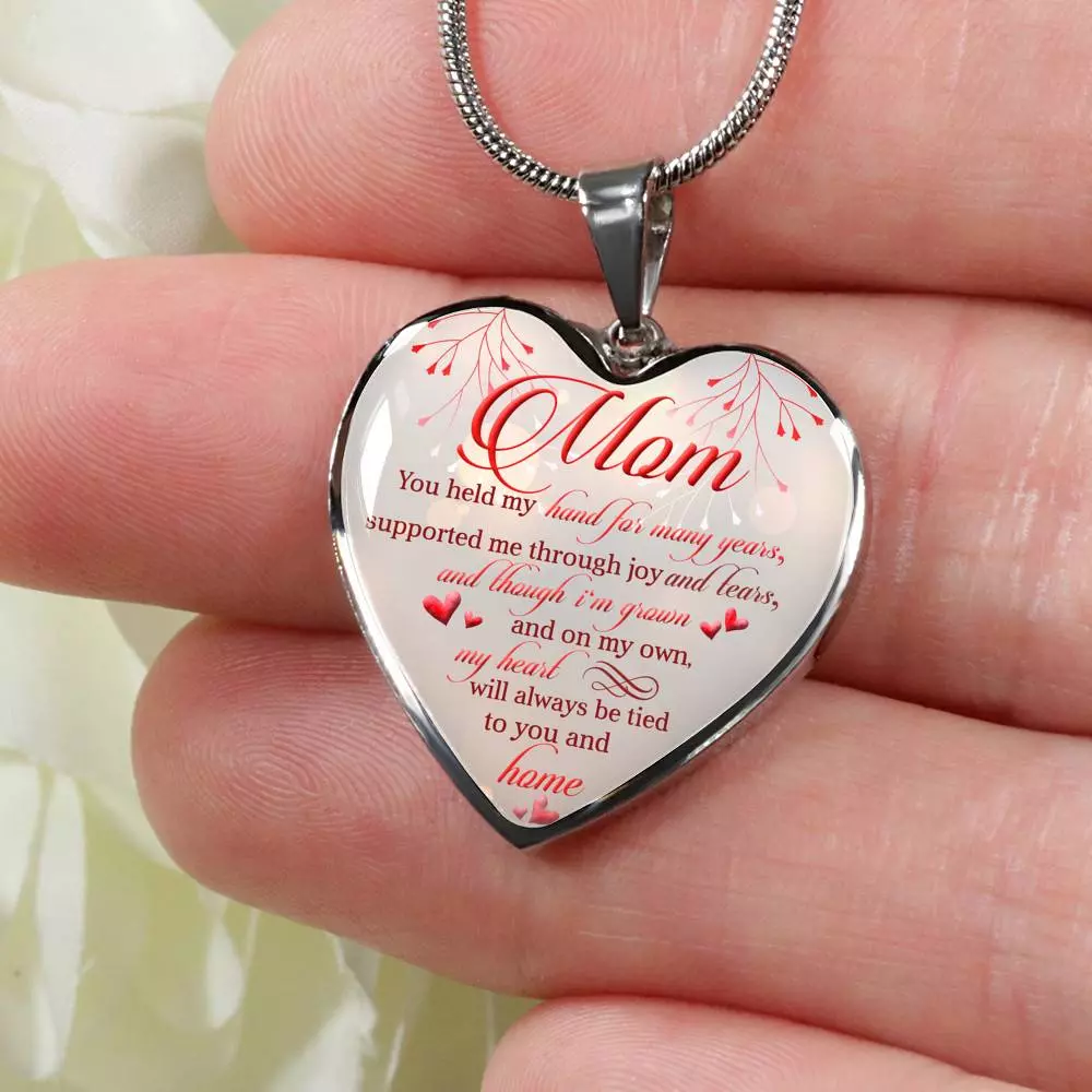 Mom You Held My Hand For Many Years Supported Me Through Joy And Tears Heart Pendant Necklace - Heart Luxury Necklace (Silver)