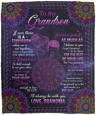 To My Grandson It Ever, White, Cozy Plush Fleece Blanket - 50x60