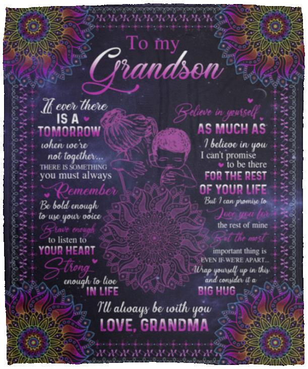 To My Grandson It Ever, White, Cozy Plush Fleece Blanket - 50x60
