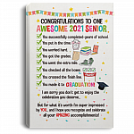 Congratulations To One Awesome 2021 Senior Wrapped Framed Canvas Prints - Unframed Poster - Home Decor Wall Art, White, 0.75'' Framed Canvas