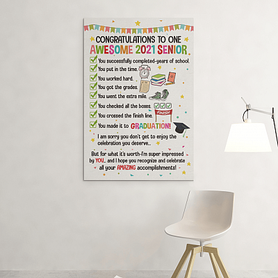 Alternative view of Congratulations To One Awesome 2021 Senior Wrapped Framed Canvas Prints - Unframed Poster - Home Decor Wall Art