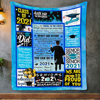 Alternative view of Personalized Son Senior Class of 2021 from the Tassel to the Castle Every Adventure Fleece - Mink Sherpa - Woven Blanket
