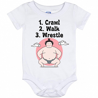 Wrestle Onesie, White, Baby Onesie - 12 Month