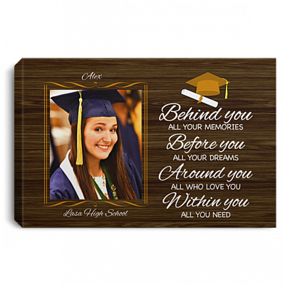 Personalized Custom Photo Graduation Behind You All Your Memories Class Of 2021 Canvas - Unframed Poster, White, 0.75'' Framed Canvas