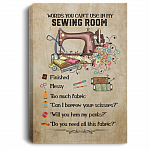 Words You Can't Use In My Sewing Room Framed Canvas - Sewing Machine Unframed Poster, White, 0.75'' Framed Canvas