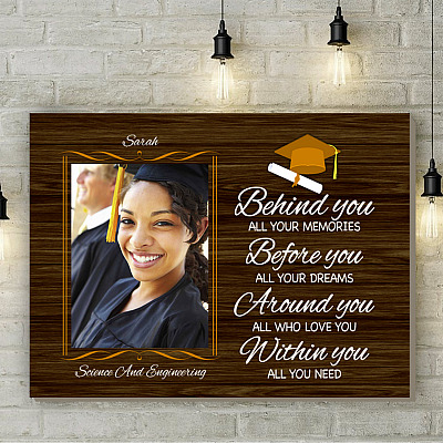Alternative view of Personalized Custom Photo Graduation Behind You All Your Memories Class Of 2021 Canvas - Unframed Poster