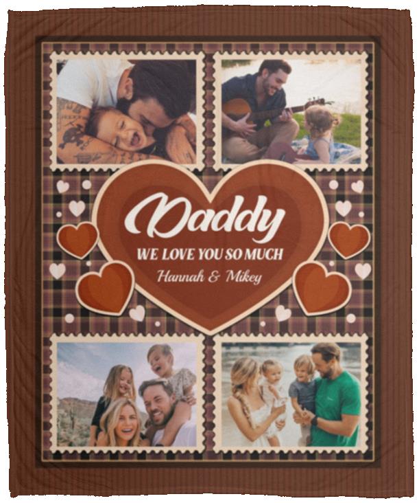 Personalized Photo Dear Daddy, White, Cozy Plush Fleece Blanket - 50x60