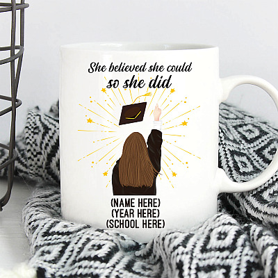 Alternative view of Personalized Graduation 2021 She Believe She Could So She Did Coffee Mug-Beer Stein-Water Bottle-Color Changing Mug