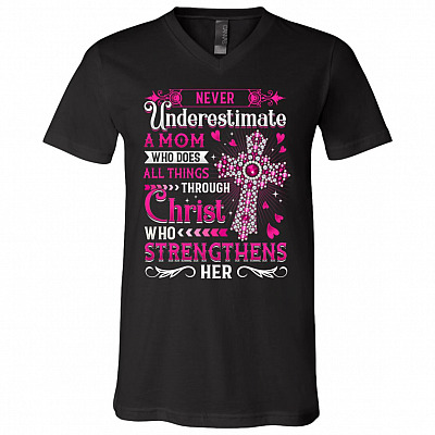 christ shirt, Black, V-Neck T-Shirt