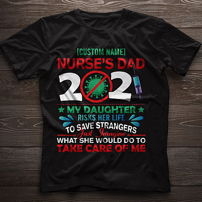 Alternative view of Personalized Proud Nurse Dad 2021 - Quarantine Nurse 2021 Gift T-shirt - V-neck