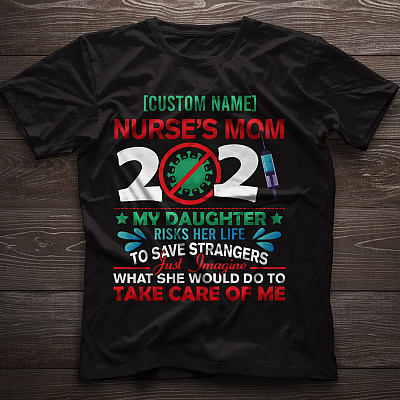 Alternative view of Personalized Proud Nurse Mom 2021 - Quarantine Nurse 2021 Gift T-shirt - V-neck