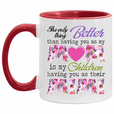 mimi accent mug, White/Red, 11 oz. Accent Mug