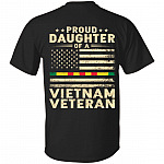 Proud Daughter of a Vietnam Veteran American Flag Print on Back Plaint Front T-Shirt - Veteran Day Gift Shirt, Black, Unisex T-Shirt