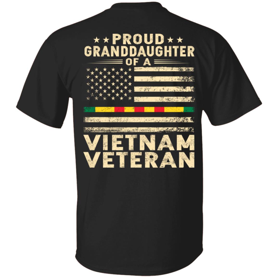 Proud Granddaughter of a Vietnam Veteran American Flag Print on Back T-Shirt - Veteran Day Gift Shirt, Black, Unisex T-Shirt