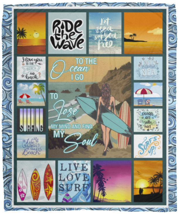 Surf Girl Blanket - Into The Ocean I Go Blanket Lose My Mind Find My Soul Blanket - Live Love Surf Blanket, White, Cozy Plush Fleece Blanket - 50x60 Surf Girl Blanket - Into The Ocean I Go Blanket Lose My Mind Find My Soul Blanket - Live Love Surf Blanket, White, Cozy Plush Fleece Blanket - 50x60