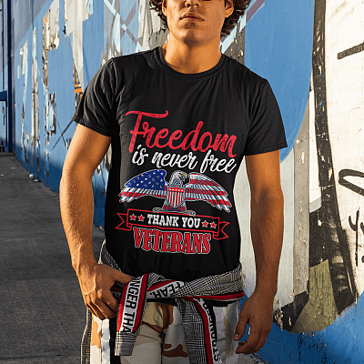 Alternative view of Freedom Is Never Free Thank You Veterans T-Shirt - Army Veteran T-Shirt