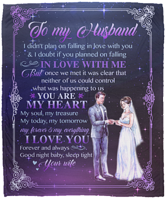 To My Husband Blanket - I Didn't Plan On Falling In Love With You Blanket - I Love You Blanket, White, Cozy Plush Fleece Blanket - 50x60