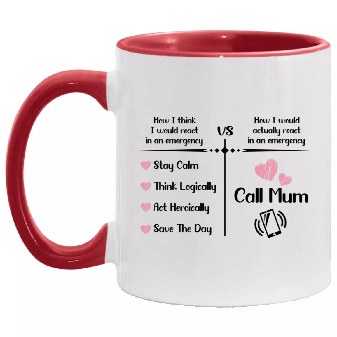 Call Mom accent mug, White/Red, 11 oz. Accent Mug Call Mom accent mug, White/Red, 11 oz. Accent Mug