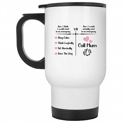 14 oz. White Travel Mug